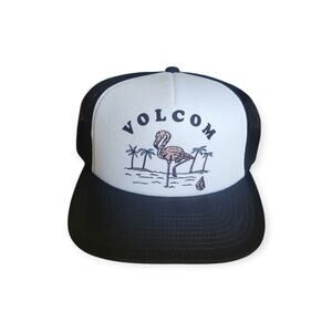 Volcom Flamingo Tropical Foam Mesh Trucker Hat Women One Size New